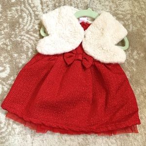 Red Event Dress & Sherpa Vest 6-9 mos